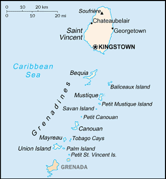 Map of Saint Vincent and the Grenadines